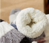 Feel Cozy Sherpa Lined Comfy  fuzzy Socks with silicone Non-Slip grips Stripes