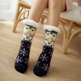 Feel Cozy Sherpa Lined Fancy Print Comfy fuzzy Socks with silicone Non-Slip grips
