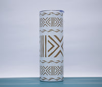 White Bogolan Mud Cloth 20oz Stainless Steel Ankara Tumbler