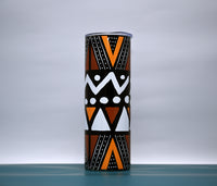 Coral Bogolan Mud Cloth Pattern 20oz Stainless Steel Ankara Tumbler