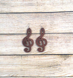 Music Note Wooden Earrings - Dark Mahogany