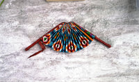 Blue Diamond Kente and Leather Handmade Fan