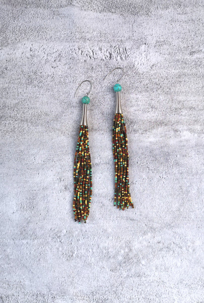 Picasso and Turquoise Beaded Earring with Stainless Steel hooks