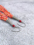 Peach and Orange Mixed Beaded Earring with Stainless Steel hooks