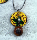 TORTOISE SHELL PATTERN ANKARA KROBO BEAD NECKLACE EARRING AND BANGLE SET