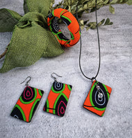 TEARDROP NEON ANKARA CRYSTAL NECKLACE EARRING AND BANGLE SET