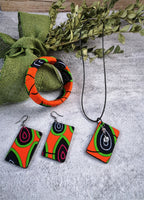 TEARDROP NEON ANKARA CRYSTAL NECKLACE EARRING AND BANGLE SET