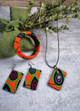 TEARDROP NEON ANKARA CRYSTAL NECKLACE EARRING AND BANGLE SET