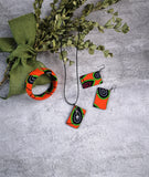 TEARDROP NEON ANKARA CRYSTAL NECKLACE EARRING AND BANGLE SET