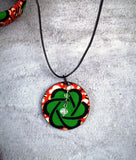 GREEN FLOWER ANKARA CRYSTAL NECKLACE EARRING AND BANGLE SET